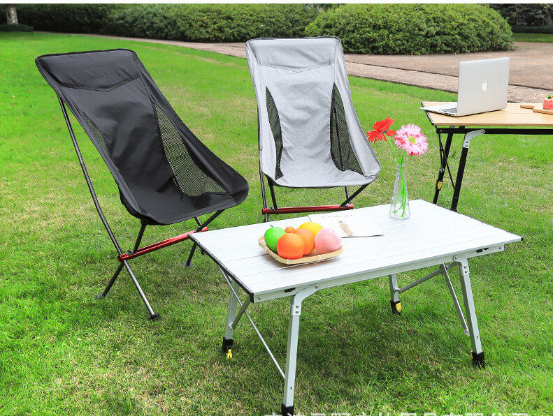 초경량 하이 백 접이식 캠핑 의자 이동식 세척 가능 낚시 피크닉 바베큐 의자 (캐리 백 포함) 헤비 듀티 야외 의자