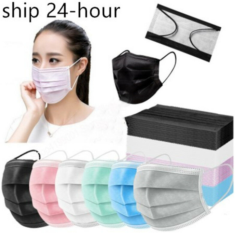 50/100 pces máscara descartável nonwove 3 camada filtro máscara boca máscara protetora filtro seguro respirável preto máscaras protetoras rápido shippin