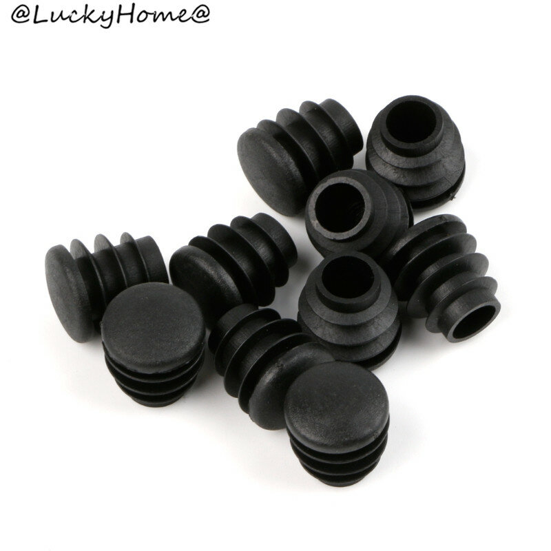 20 pces preto plástico mobília perna plug blanking tampão de extremidade bung para tubo redondo quente-venda