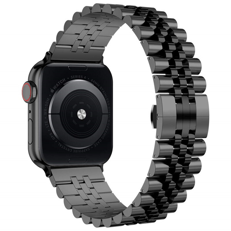 Pulseira de aço inoxidável de ligação, pulseira de substituição para apple watch series 4 5 44mm 40mm, iwatch 3 2 1 38mm 42mm, pulseira de metal