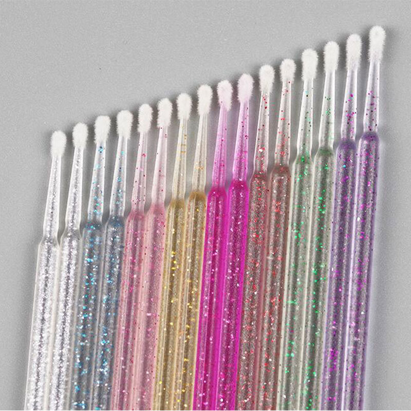 100Pcs Einweg Kristall Micro Pinsel Mascara Wands Applikator Lash Entfernen Tupfer Make-Up Pinsel Für Wimpern Verlängerung Werkzeuge