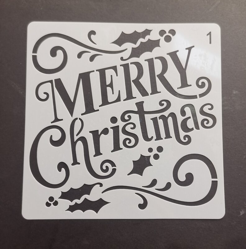 15*15 Merry Christmas Layering Stencils ภาพวาดสเปรย์ Stencil DIY สมุดภาพอัลบั้มรูปตกแต่งลายนูน DIY การ์ดหัตถกรรม