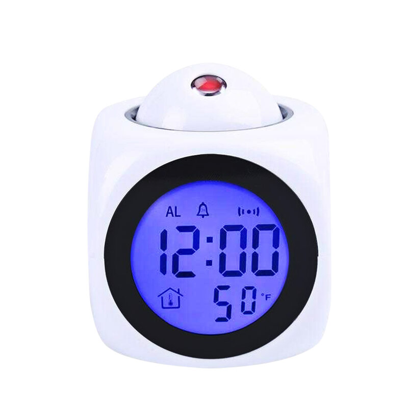 Reloj despertador con luz nocturna, lámpara de proyector, proyección de tiempo Digital de temperatura de voz en pared y techo para decoración de Mesa del hogar