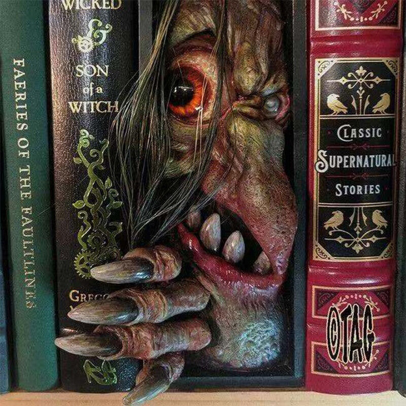 10 Styles 3D Monster Halloween Bookcases Sculpture Terror Resin Desktop Decoration Statue Bookend Figurine Ornament