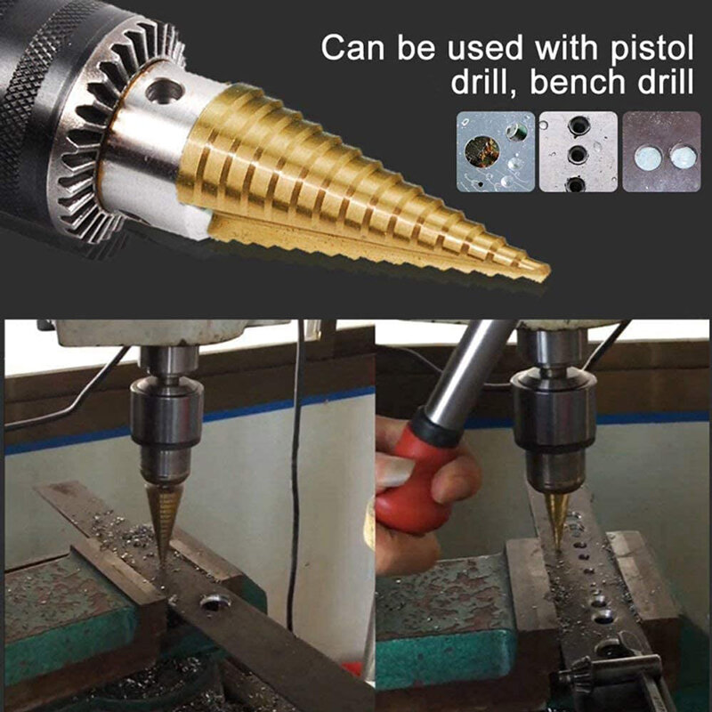 Strumento di perforazione del cono della taglierina del foro di legno del metallo dell'acciaio ad alta velocità rivestito titanio HSS 4-32mm
