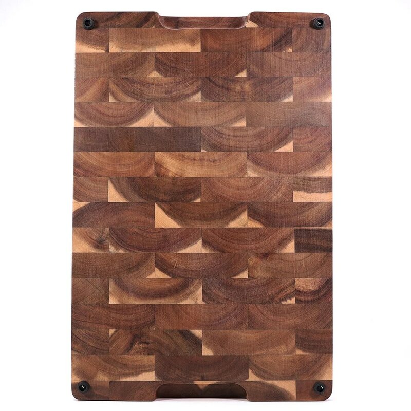 Large Multipurpose Thick Acacia Wood Cutting Board with Juice Groove, End-grain Chopping Board for Kitchen  18x12x1.4