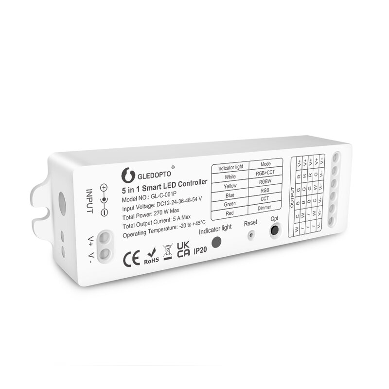 GLEDOPTO Controller Led intelligente ZIGBEE 5 in 1 per telecomando Wireless CCT, RGB, RGBW, RGB + CCT Dimmer LED Strip Controller