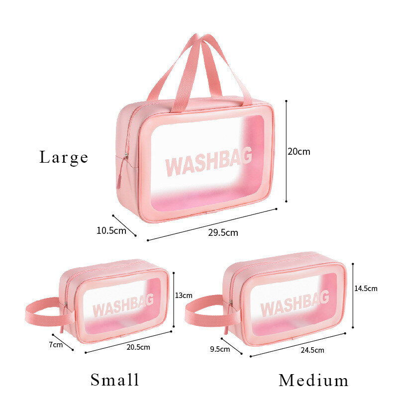 Travel Cosmetic Bag Transparent Waterproof Women Makeup Storage Bag Portable Household Toiletries Storage Bag Stylish Pu Frosted