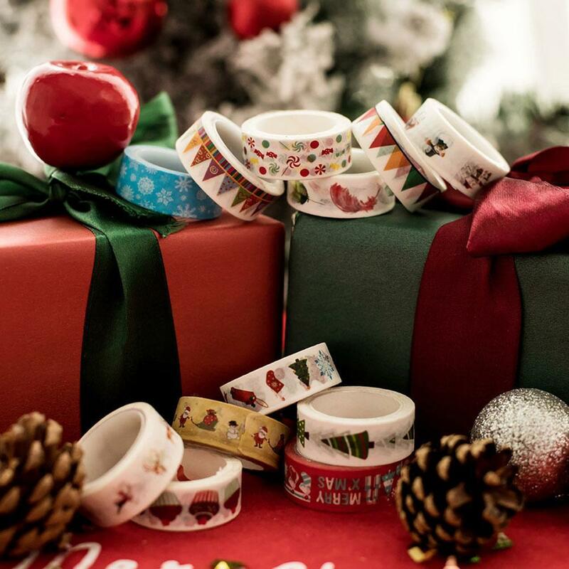1 pieza de decoración de Navidad papelería cinta Kawaii cinta adhesiva material de papelería álbum de recortes de la escuela suministros