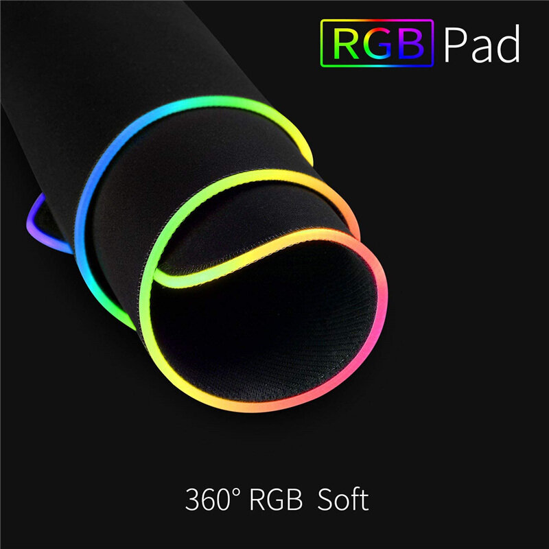 Alfombrilla de ratón RGB para juegos, alfombrilla luminosa colorida de gran tamaño para ordenador de escritorio, 7 colores, luz LED, para teclado de juegos