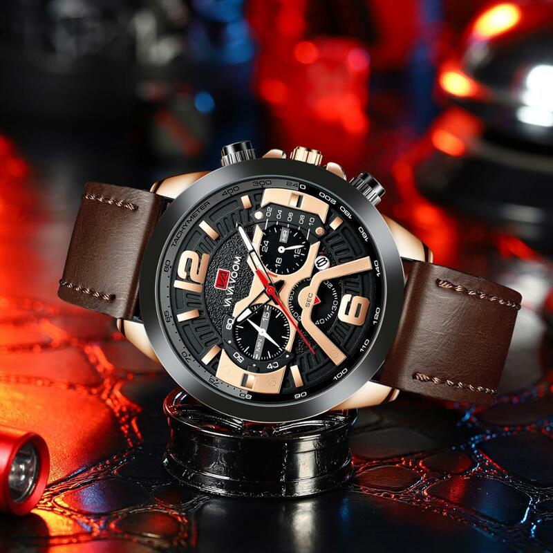 นาฬิกาผู้ชายหรูหราธุรกิจกันน้ำวันที่หนังควอตซ์นาฬิกาผู้ชายนาฬิกาข้อมือกีฬาชายนาฬิกา Reloj ...