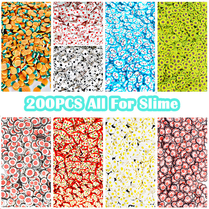 200Pcs Fruit Slices Slime Additives Soft Slices for Nail Art Beauty Decor Slime Filler Supplies Charms  Accessories Toys