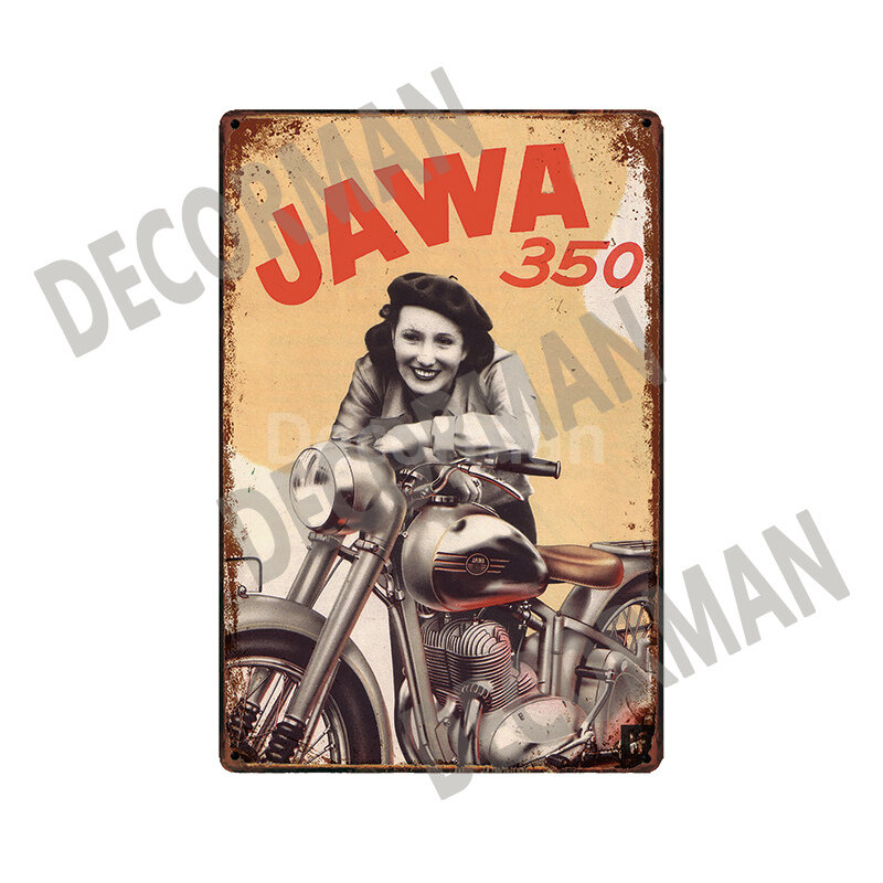 [DecorMan] JAWA BSA TT มอเตอร์ป้ายโลหะโปสเตอร์ภาพวาดเหล็ก Vintage Custom ตกแต่ง Club LTA-1704