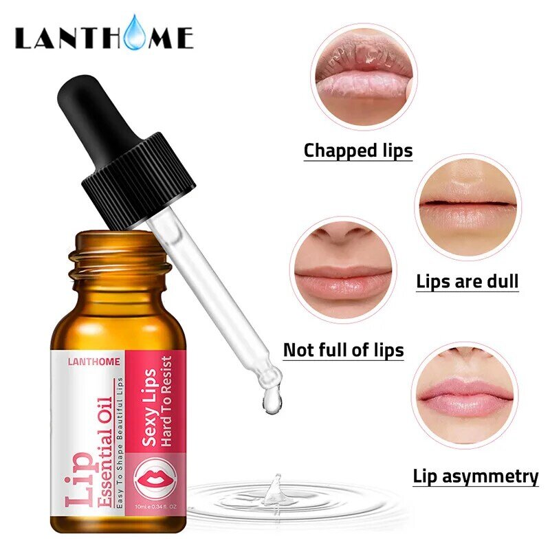 Lanthome lábio plumper nutritivo óleo essencial reparação lábio rugas hidratante hidratação profunda rosa mais cheio labial plumping cuidados