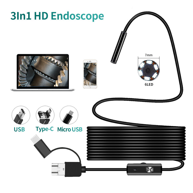 Endoscoop-cámara tipo C para ordenador, Endoscoop con Usb, Android, 7,0mm, nuevo