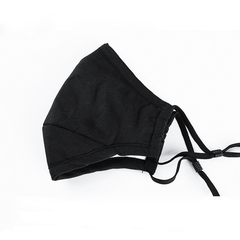 Tcare moda lavável algodão preto boca máscara facial com 2 filtro de carvão ativado à prova de vento boca-muffle para homem mulher ciclismo