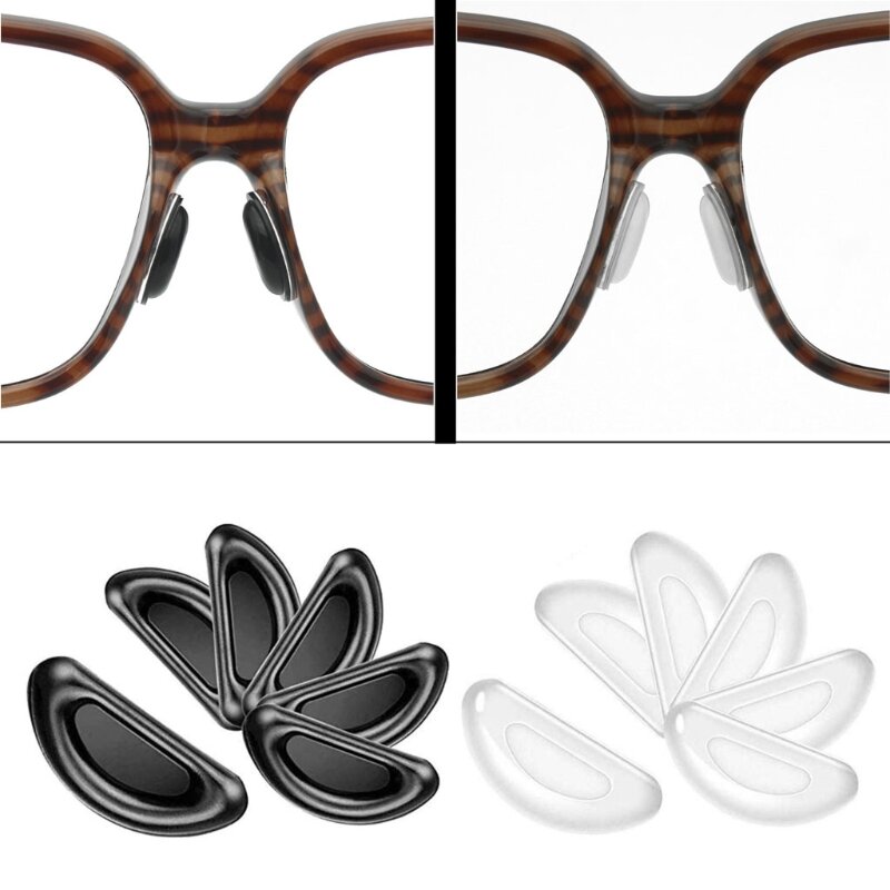 10คู่กาวแว่นตาจมูก D รูปร่าง Stick Anti-Slip Soft ซิลิโคนกาวแผ่นจมูกแว่นตา nose Pad Kit
