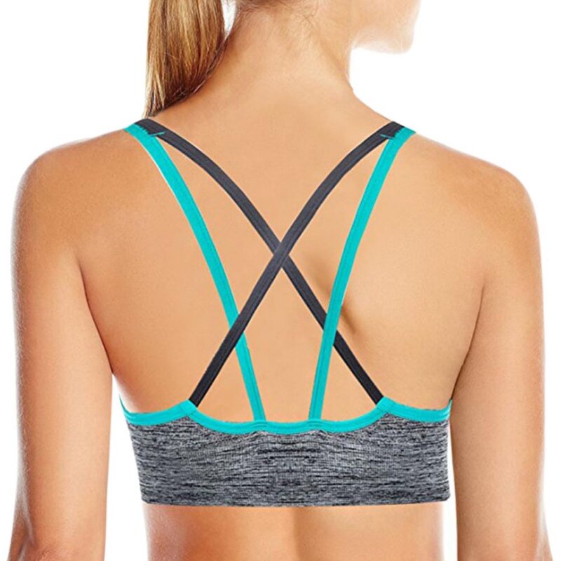 Women Active Bra Medium Support Cross-Back No Steel Ring Removable Cup Yoga Sports Bras