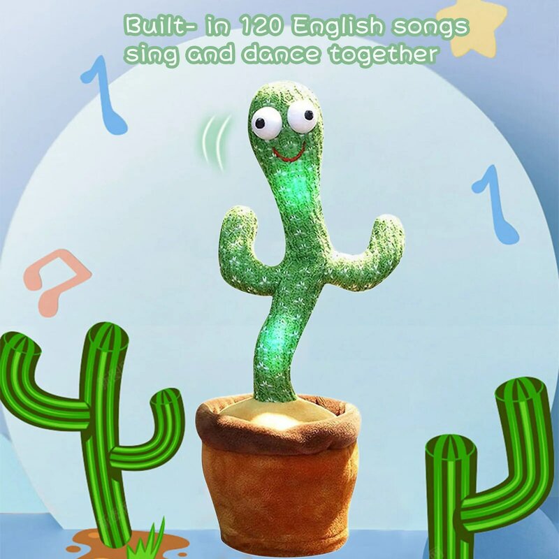 Tańcząca śpiewająca dzianinowa tkanina dekoracyjna niemowlęta, które mogą śpiewać Stark Cactus nagrywanie wersji baterii świecące kaktus
