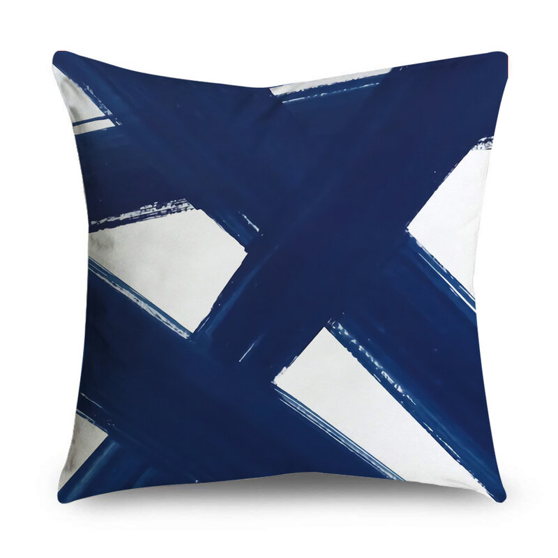 Funda de almohada de poliéster con estampado Floral para el hogar, cobertor de cojín decorativo con patrón azul para sofá y coche, 45X45cm