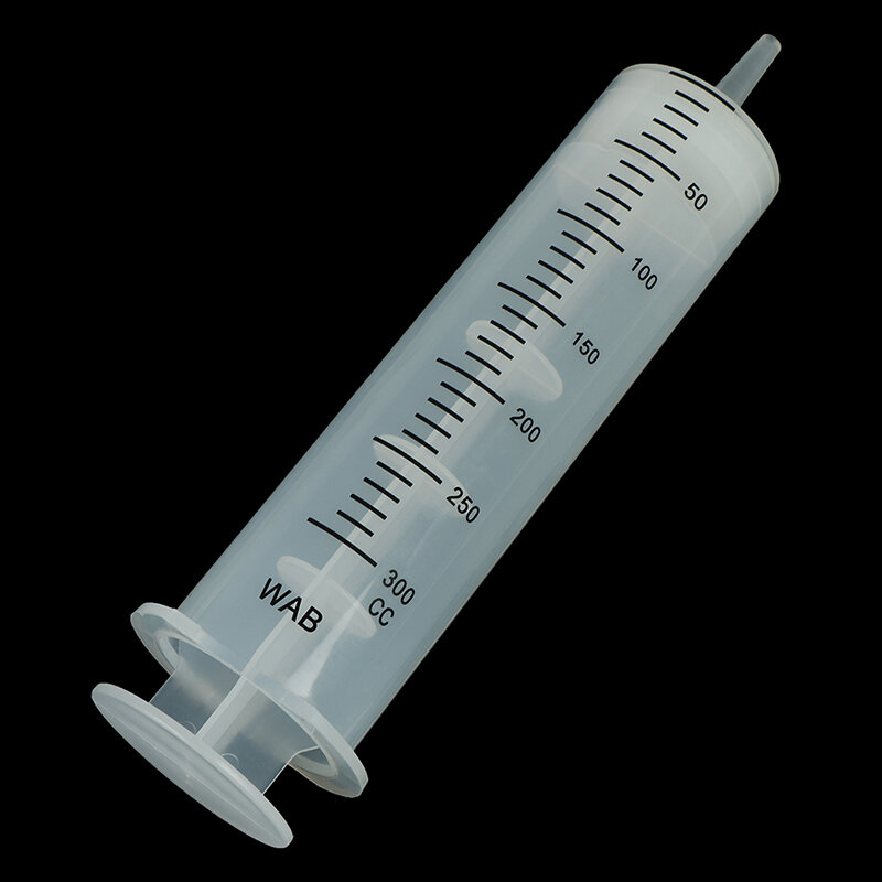 Seringa de plástico de grande capacidade 300ml, seringa transparente reutilizável esterilizada de injeção nutricional hidroponia