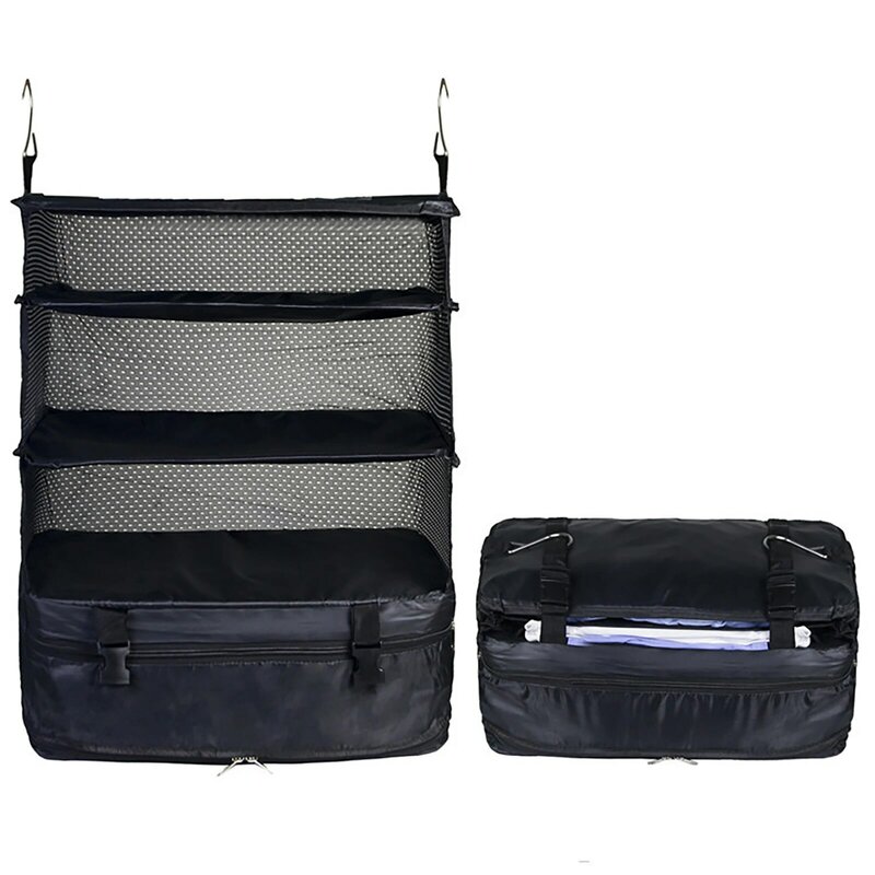 Organisateur de bagages, Cube d'emballage Portable, étagères de voyage suspendues, sac de rangement pour les bagages de voyage permettant de gagner de l'espace, support de rangement à 3 couches