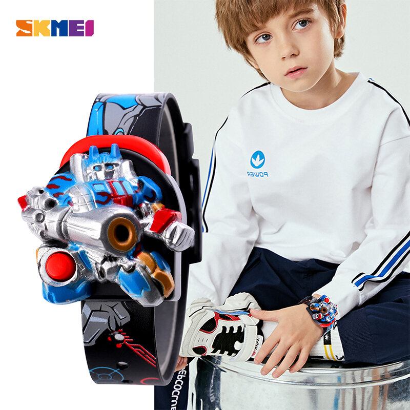 Kreskówki cyfrowe zegarki dla dzieci SKMEI Top marka Robot animacja styl dzieci oglądać na co dzień wodoodporny chłopiec zegarek na rękę LED 1750