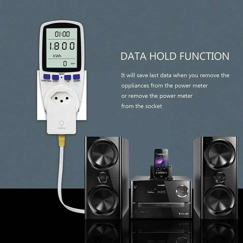 Reino unido tomada digital wattmeter tensão consumo de energia medidor de energia watt para kwh ac 230v elétrica analisador monitor e7g0