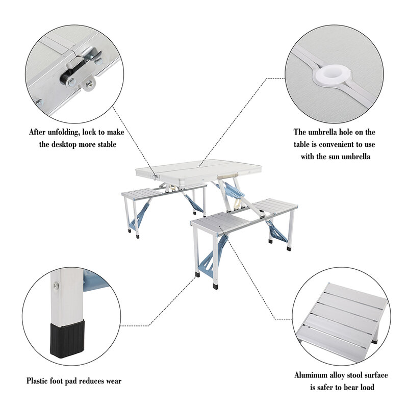 1 peça mesa dobrável portátil e cadeira de liga de alumínio [eua-estoque]