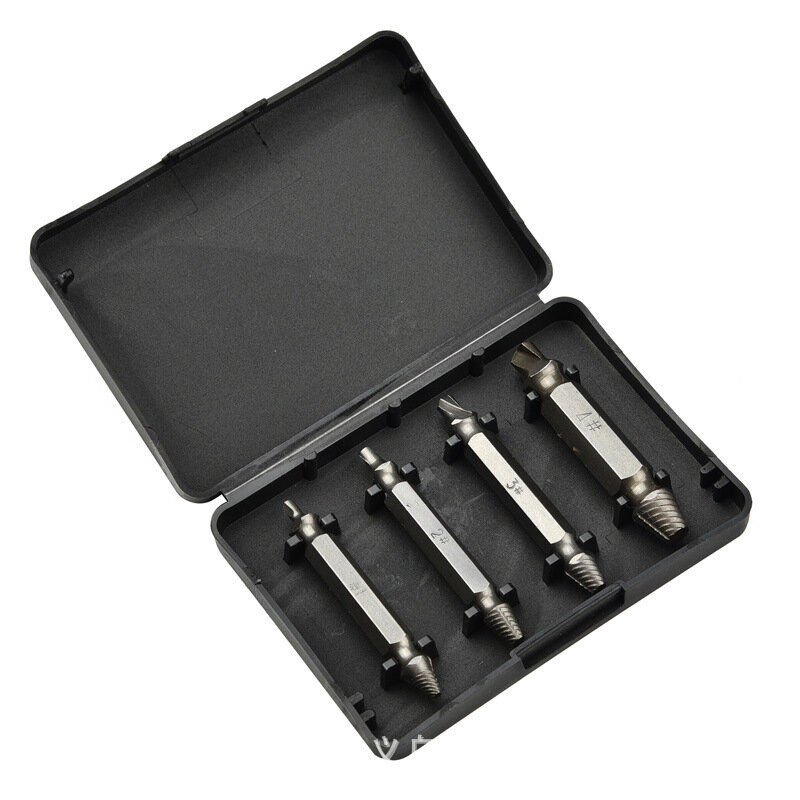 4Pcs Screw Extractor Drill Bits Guide Set Broken Damaged Bolt Remover Double Ended Damaged Screw Extractor 1# 2# 3# 4#