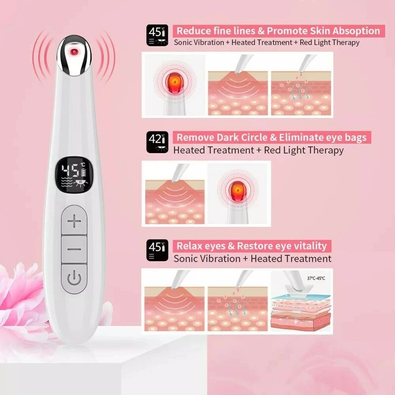 Electric Vibration Heated Eye Massage Anti Wrinkle Anti Aging Eye Care LED Screen Hot Massage USB Rechargeable Massage Device