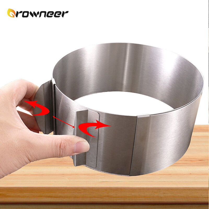 Adjustable Mousse Ring Mold Stainless Steel Circle Square Pastry Baking Decorating with Scale Silver Cake Tools Kitchen Bakeware