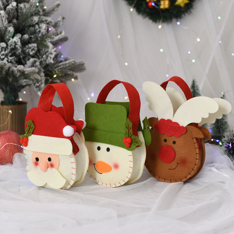 Leuke Kinderen Kerst Apple Gift Bag Kerstman Sneeuwpop Herten Candy Tassen Xmas Party Decoratie Adornos De Navidad Koppelingen