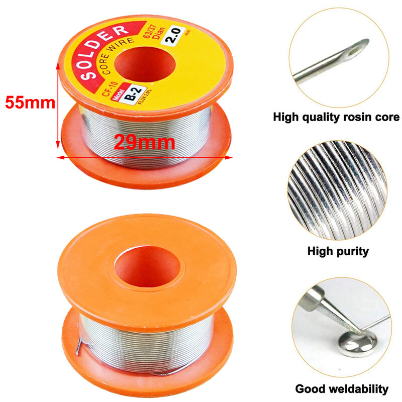 1/2/3 Pcs Desoldering Wires Braid Mechanic Rosin Core Solder Wire Roll 0.5/0.6/0.8/1/1.2/2 mm 63/37 FLUX 2.0% 45FT Tin Wire Melt