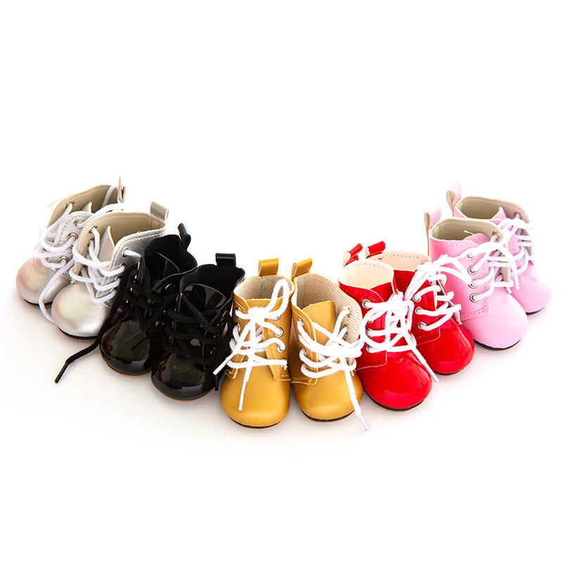 Großhandel Mode Puppe Schuhe Kleidung Handgemachte Stiefel 7Cm Schuhe Für 18 Zoll American & 43Cm Baby Neue Geboren puppe Zubehör