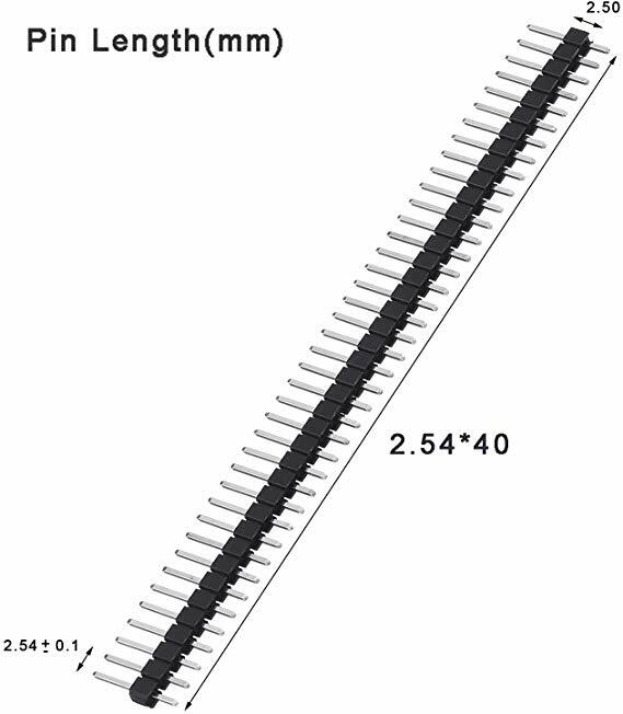 50 pces 40pin encabeçamento conector 2.54mm única linha macho pino cabeçalho tira