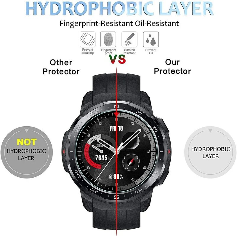 Película protectora para Huawei Honor Watch GS Pro, Protector de pantalla de cobertura completa para reloj inteligente Honor Watch GS Pro, vidrio templado, 2 uds.