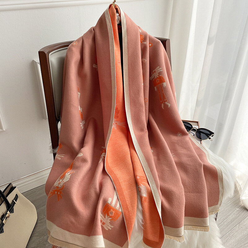 Длинный шарф из искусственного кашемира, женская модная шаль, зимний толстый платок, элегантный студенческий женский Палантин 180*65 см