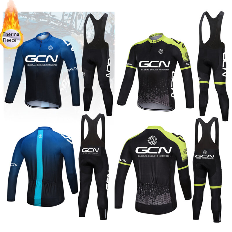 2022 GCN Cycling Jersey Suit Winter Thermal Fleece New MTB Bicycle Clothes Wear Ropa Ciclismo Long Sleeve Bike Clothing Set