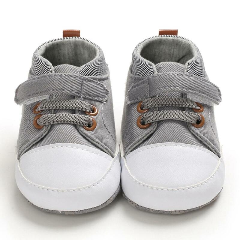 أحذية غير قابلة للانزلاق مع أربطة للأولاد الصغار ، أحذية غير رسمية للرضع ، نعل ناعم ، من 0 إلى 18 شهرًا