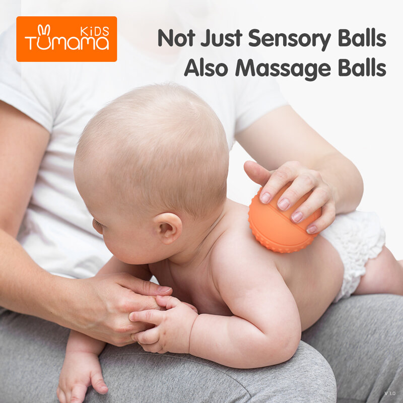 Tumama 6-12PCS Baby Toys Rubber Textured Touch Ball Baby Touch Hand Training Massage ball Tactile Senses Toy