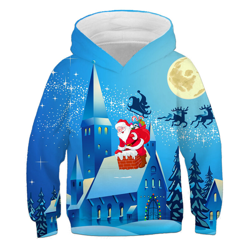 2022 ubrania świąteczne Baby Boy z kapturem cute Cartoon 3D Print Girls bluzy odzież dziecięca urodziny prezent jesień swetry