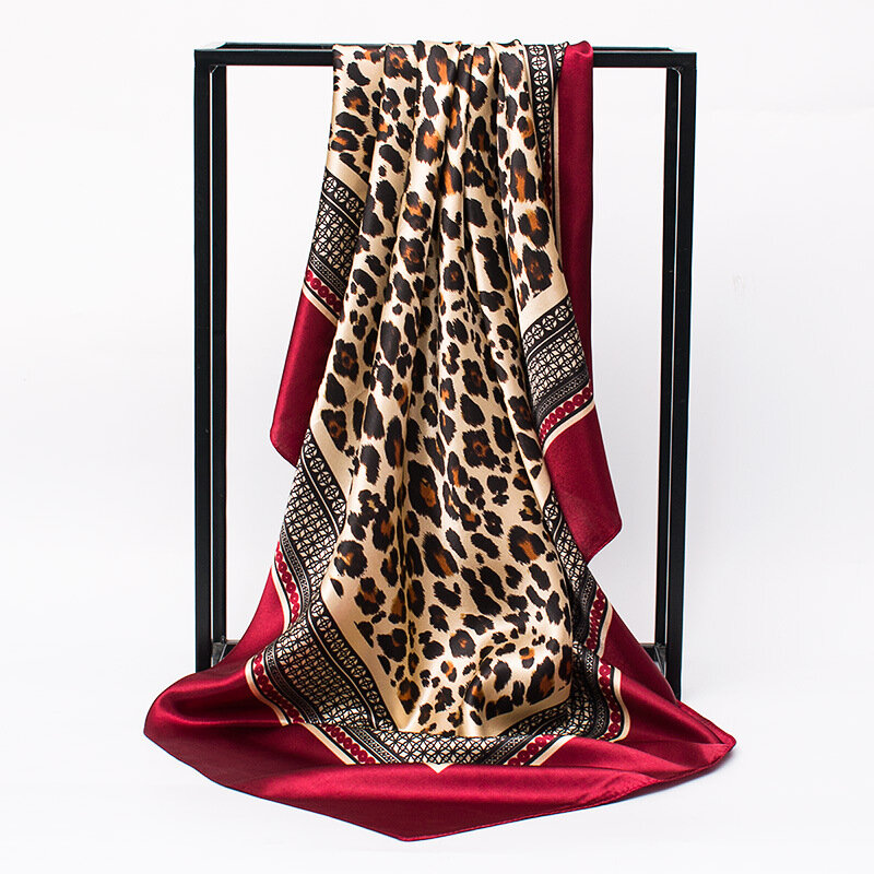 Foulard Bandana en soie imprimé pour femmes, 90x90cm, carré