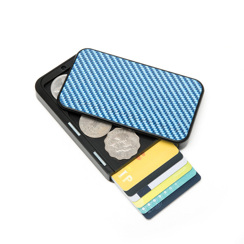 BISI GORO-حافظة بطاقات واقية من ألياف الكربون للرجال ، حامل بطاقات رفيع مع قفل RFID