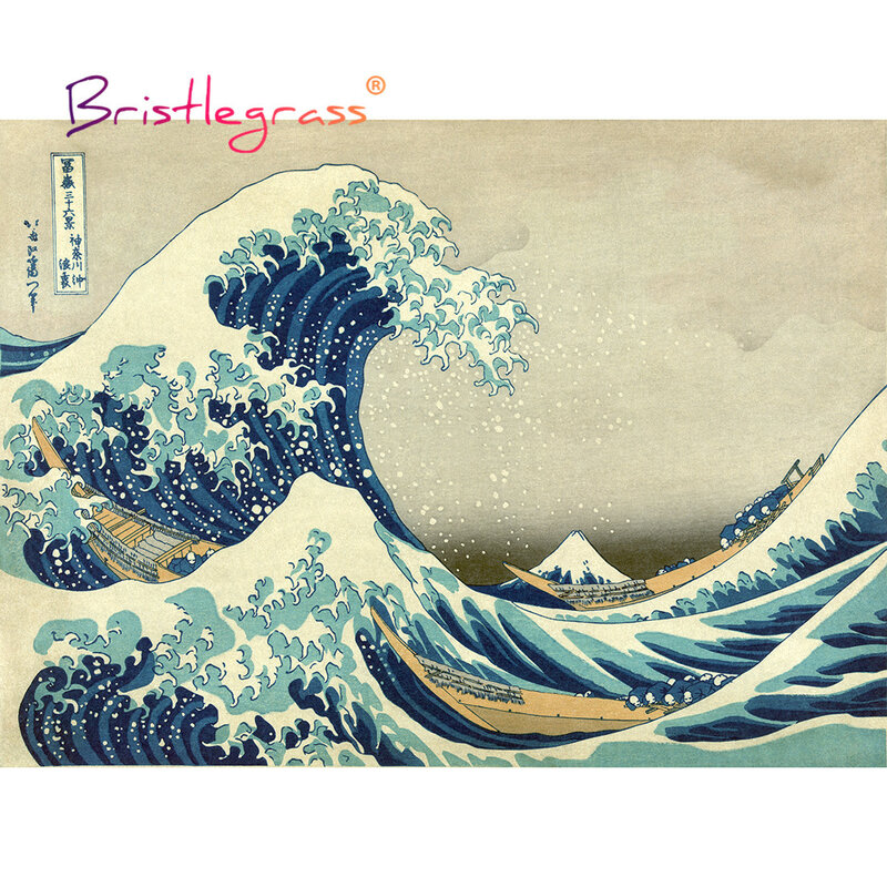 BRISTLEGRASSไม้จิ๊กซอว์ปริศนา500 1000ชิ้นGreat Wave Off Kanagawa Hokusai Ukiyoe 36ของMount Fujiของเล่นเพื่อการศึกษา