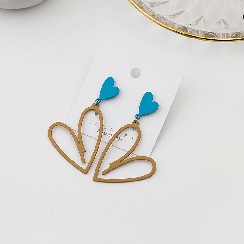 Hello Miss – boucles d'oreilles en forme de coeur de pêche pour femme, bijoux à la mode avec peinture en aérosol, nouvelle collection