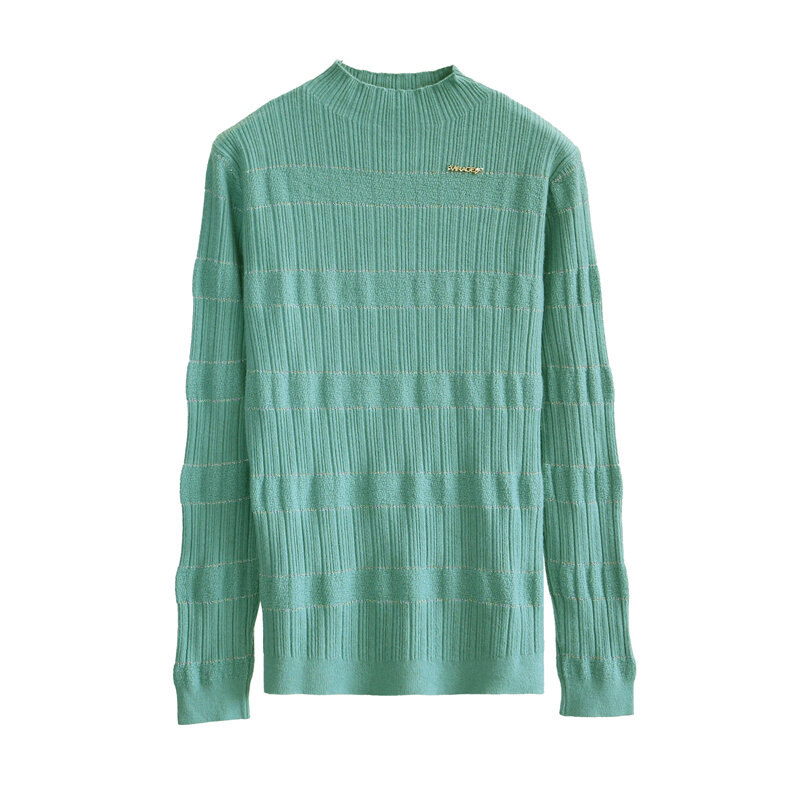 Женский вязаный свитер, Белый пуловер с высоким воротником и длинным рукавом, Повседневный пуловер ярко-зеленого цвета на осень и зиму, 2020