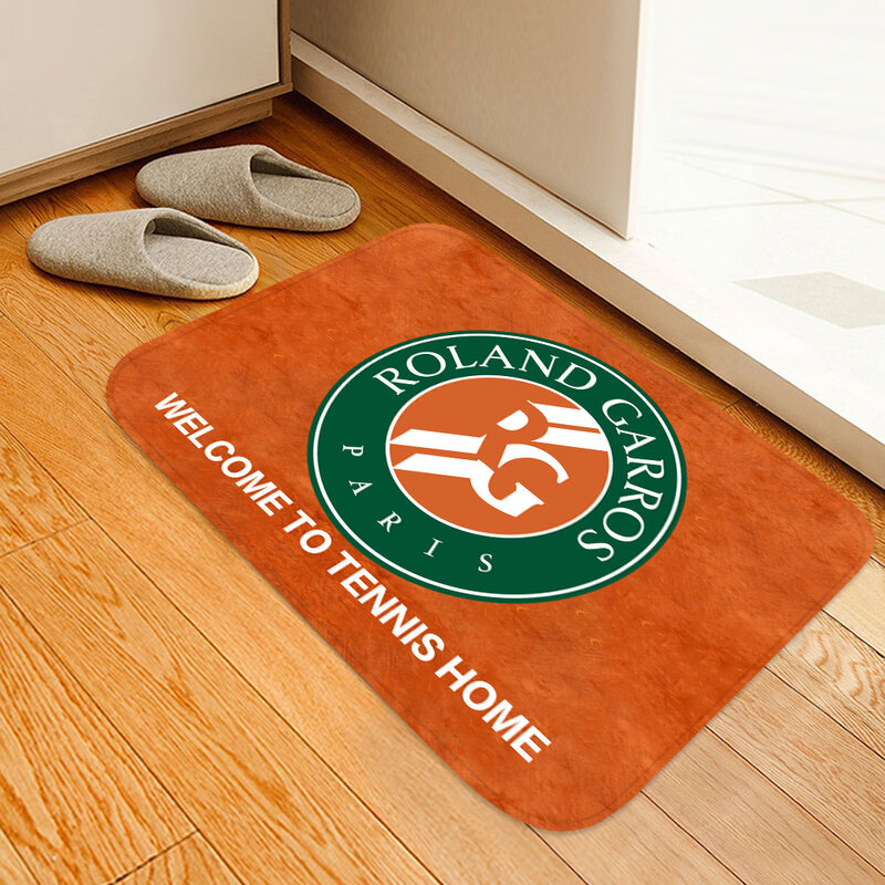Hot selling four major tennis tournaments flannel printed mat soft and comfortable non-slip absorbent foot mat