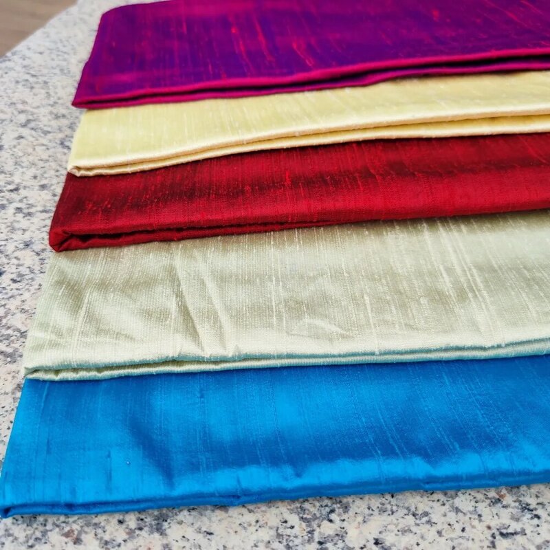 Tela de seda shantung para tienda de sastrería, seda tailandesa que cambia de Color, dupion, color rojo y morado