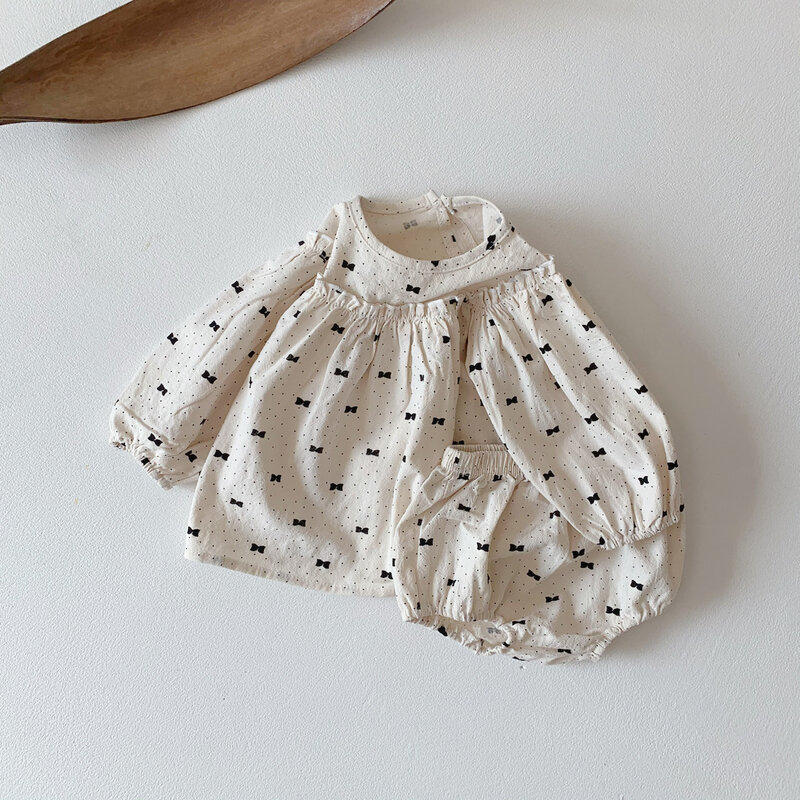 Yg Brand Children's Wear, Baby Pants Top Set, 2021 Spring Girl Dot Long Sleeve Baby Pocket Two Piece Set